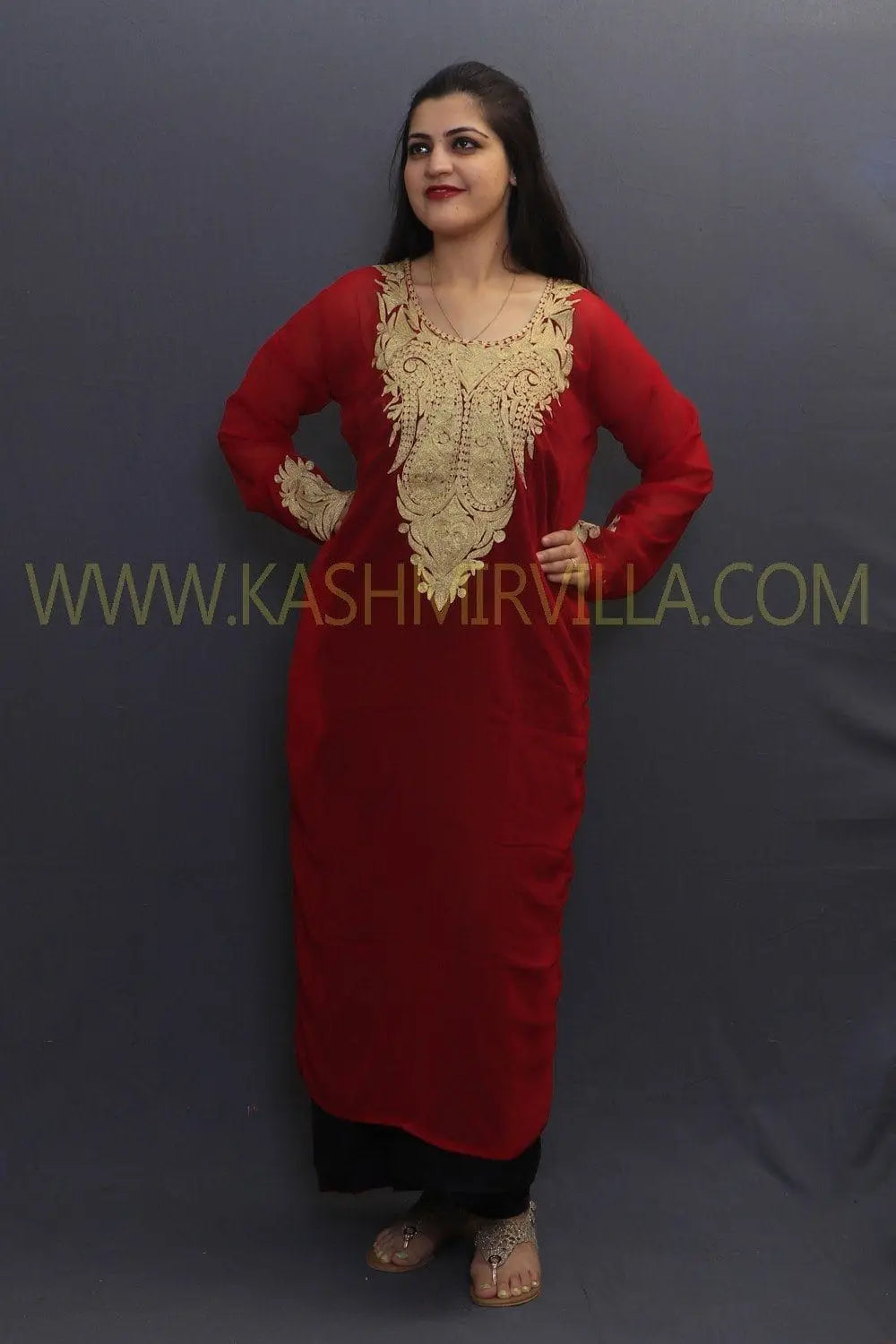 Tilla Nakashi Kurtis | Kashmiri Tilla Embroidery | Georgette Kurtis
