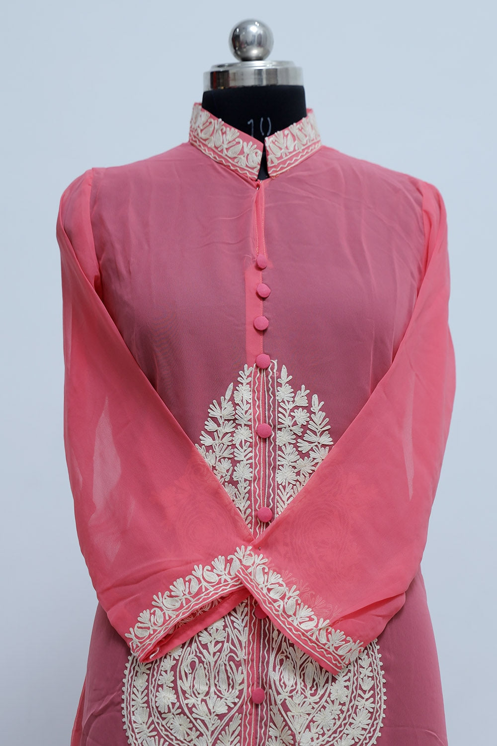 Alluring Pink Colour Georgette Kashmiri Aari Work Designer