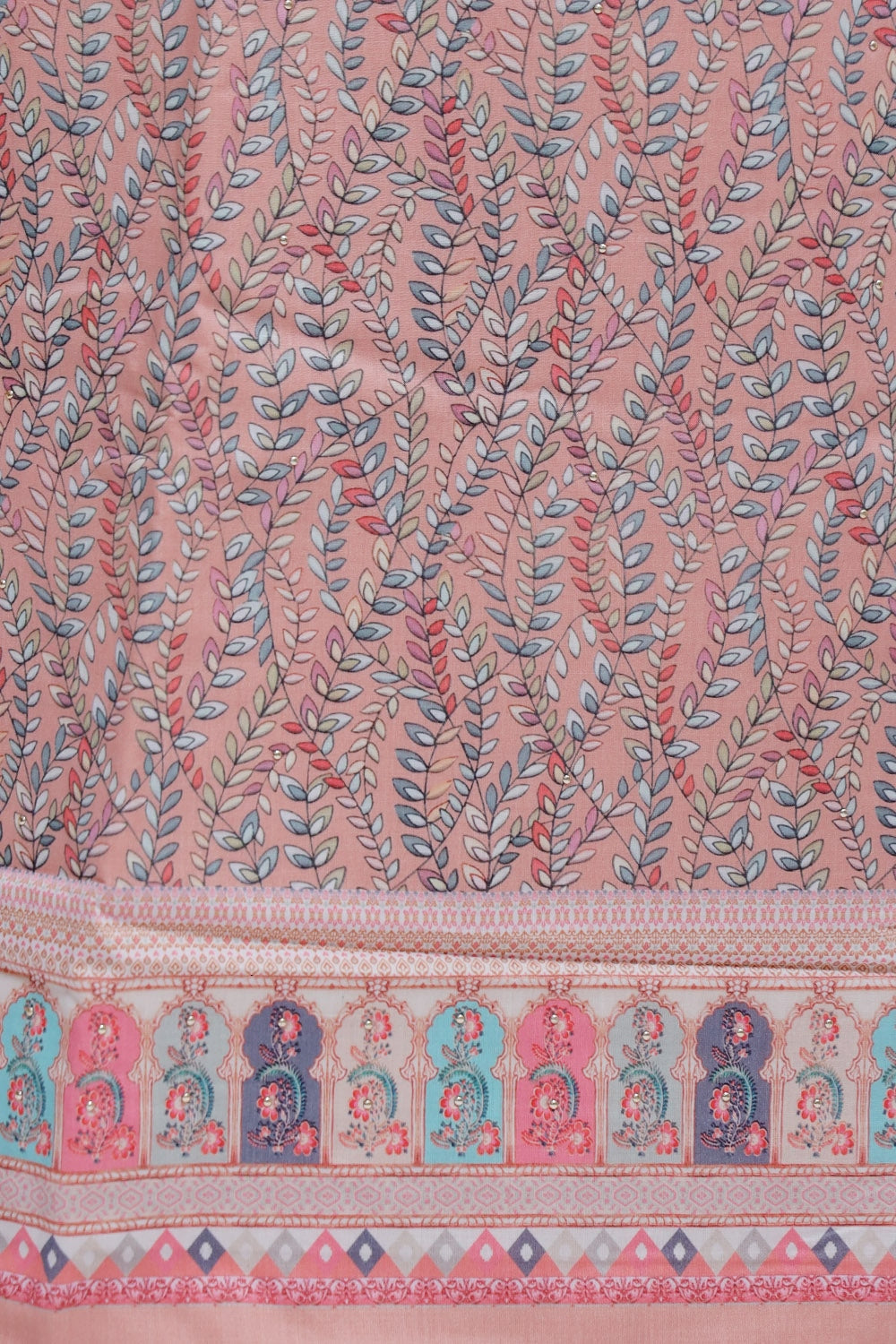 Amazing Joyful Peach Colour Beautifully Printed Suit Known