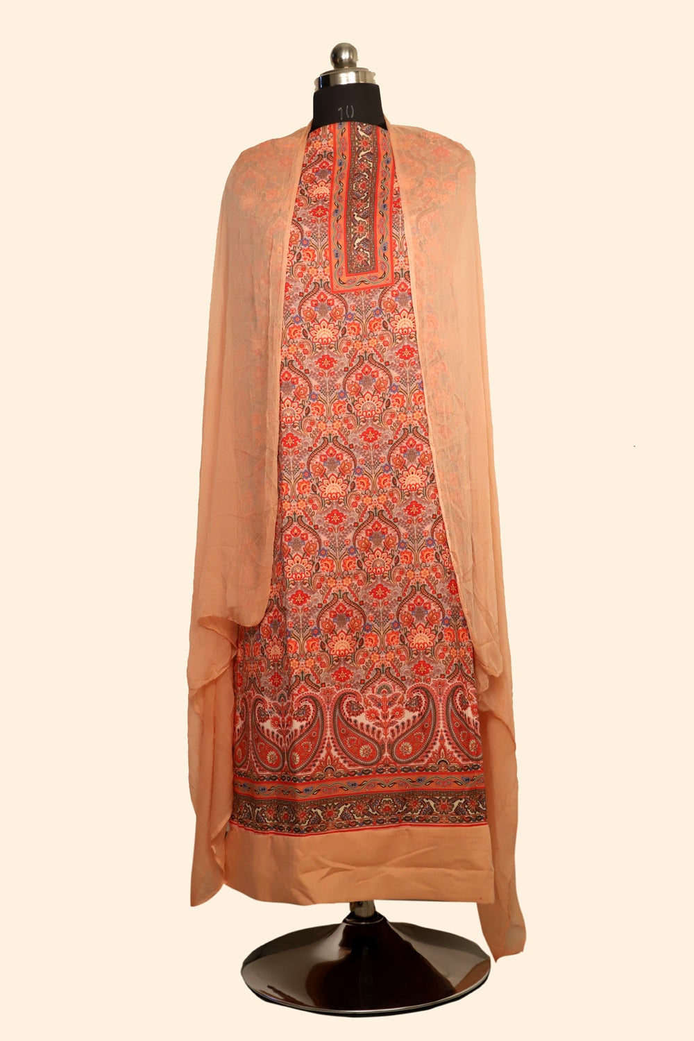 Beige Colour Cotton Kani Printer Unstitched Suit Fabric