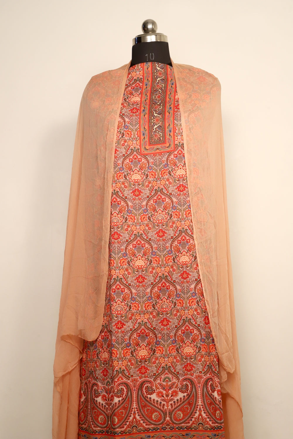 Beige Colour Cotton Kani Printer Unstitched Suit Fabric