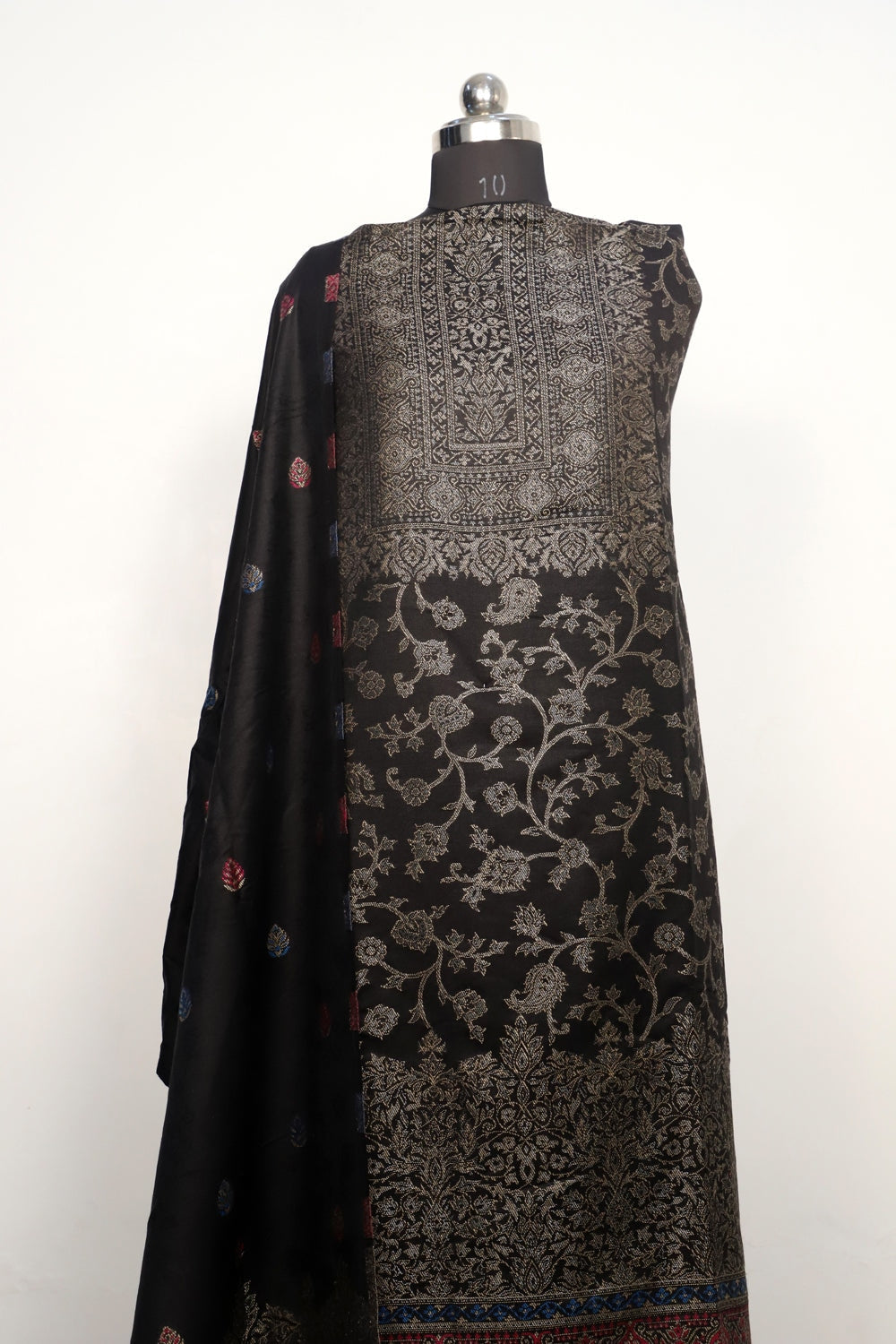 Black Color Woolen Kashmiri Kani Work Unstitched Suit