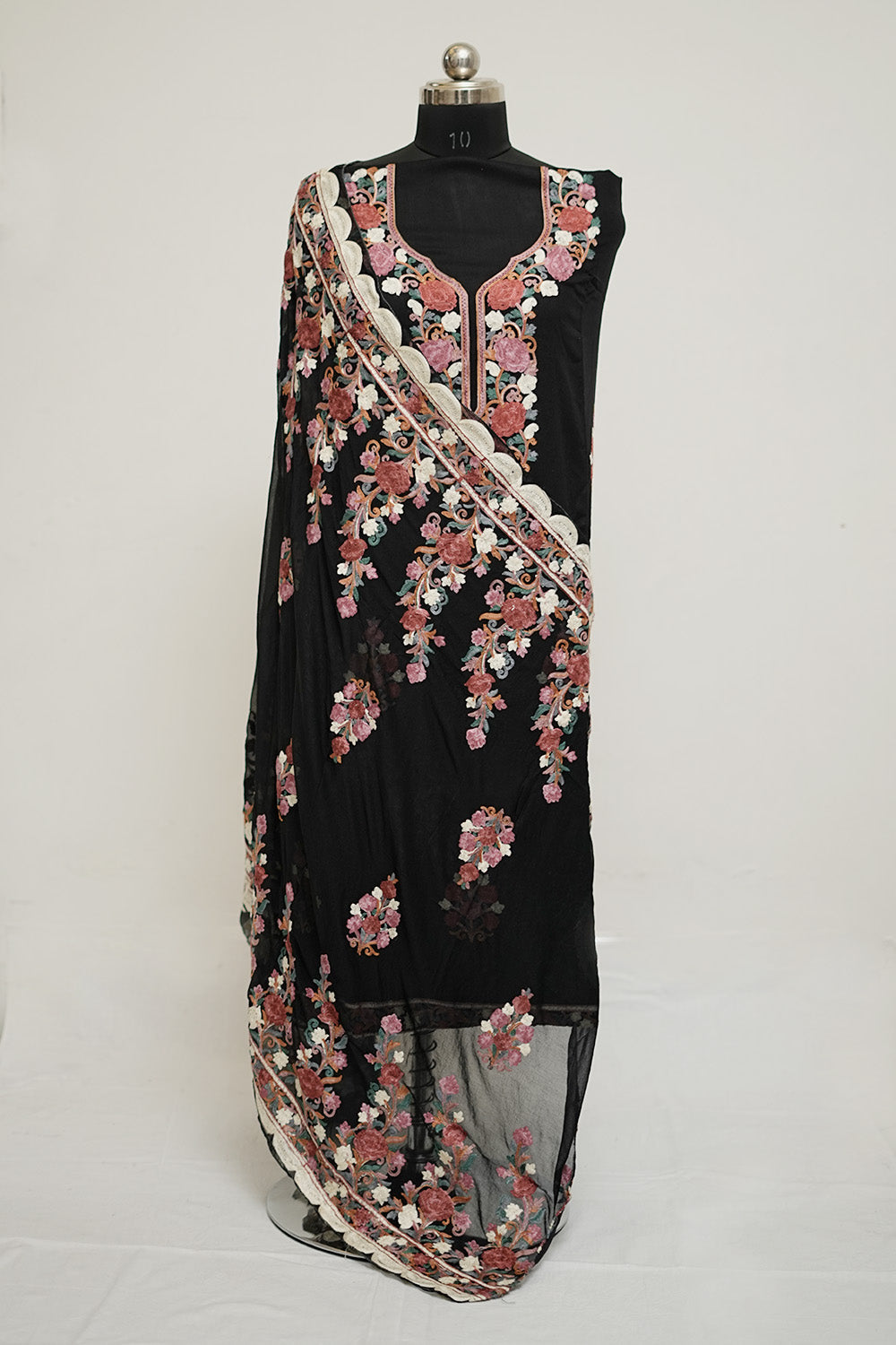 Black Colour Aari Work Salwar Kameez With Neckline Pattern