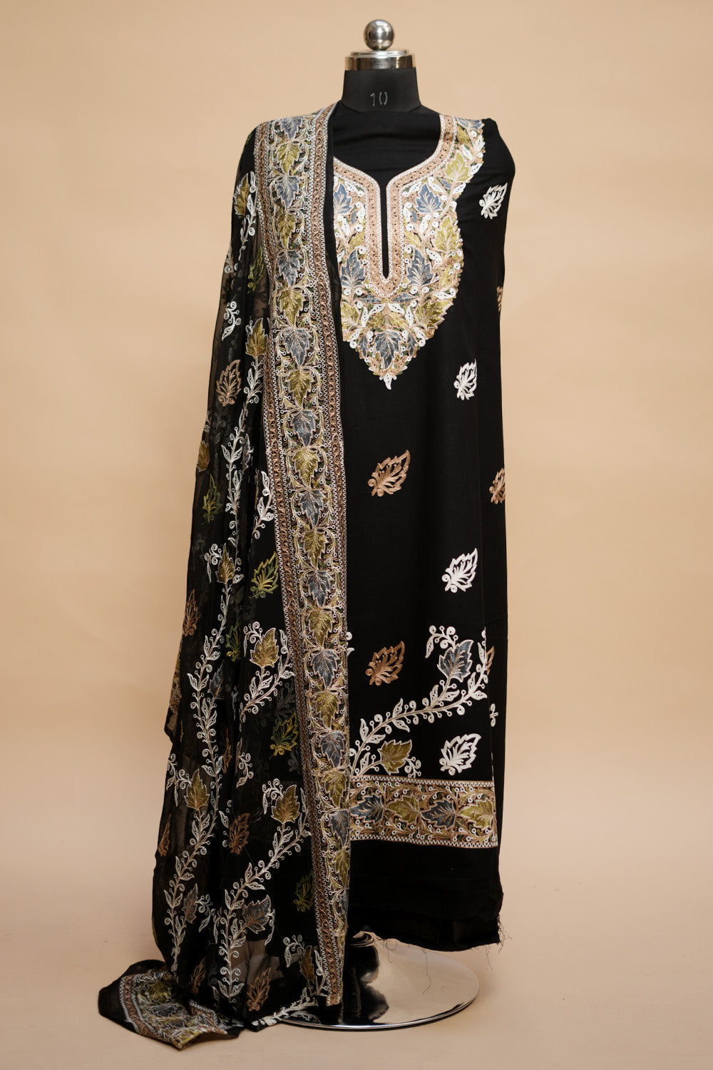 Black Colour Designer Aari Work Salwar Kameez With Bottom