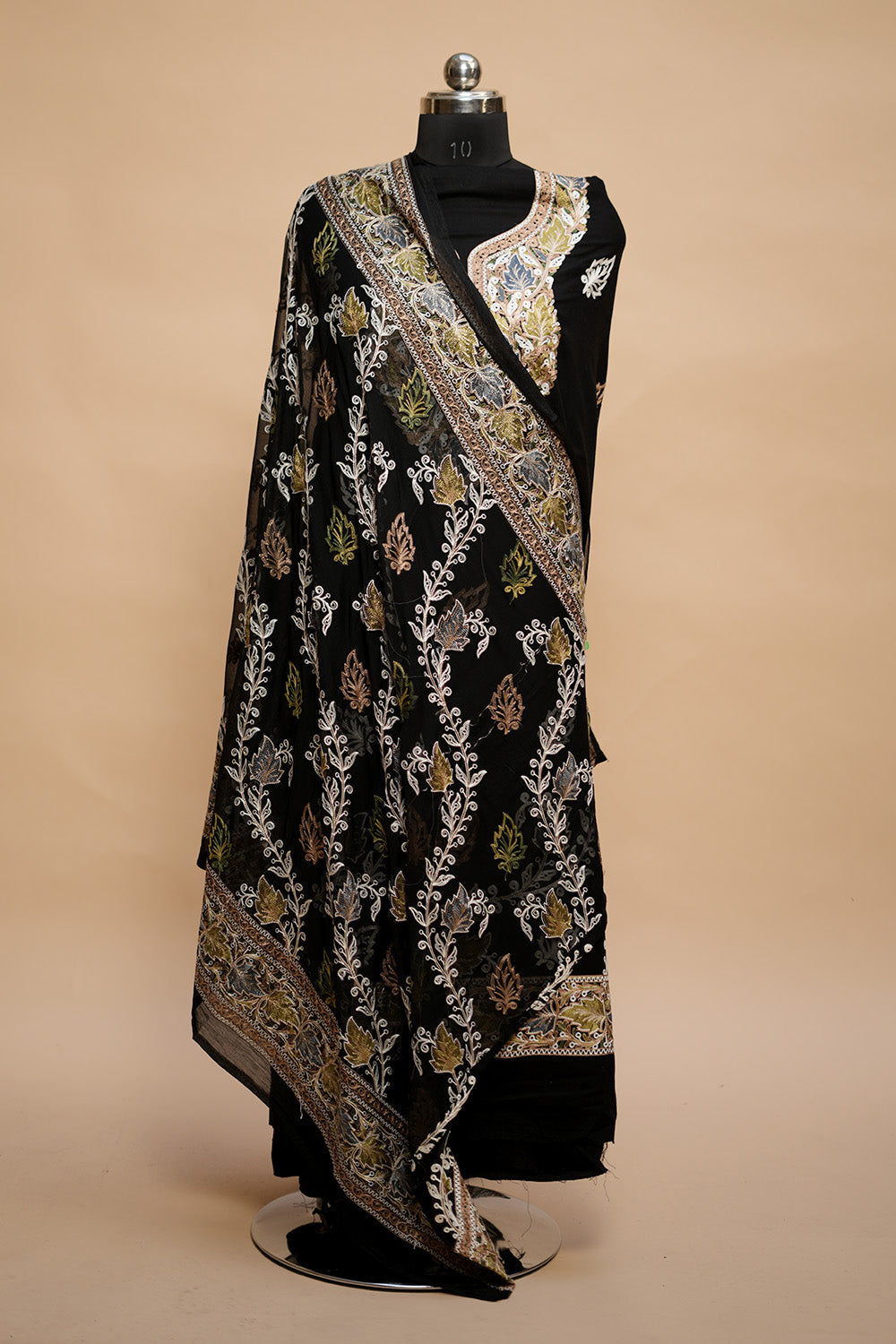 Black Colour Designer Aari Work Salwar Kameez With Bottom