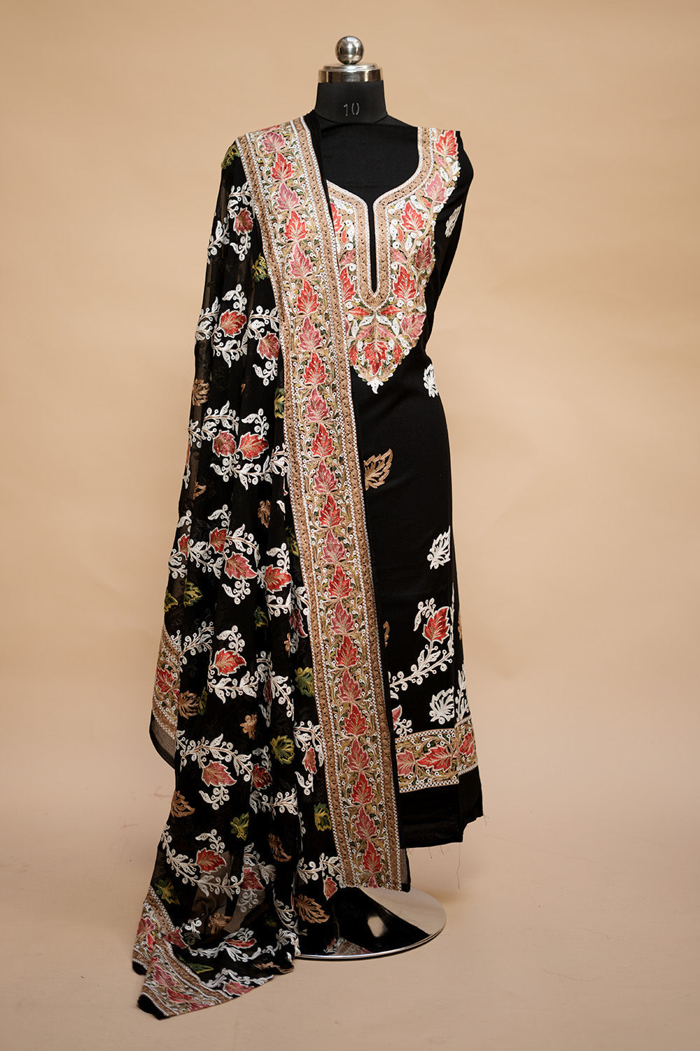 Black Colour Designer Aari Work Salwar Kameez With Bottom