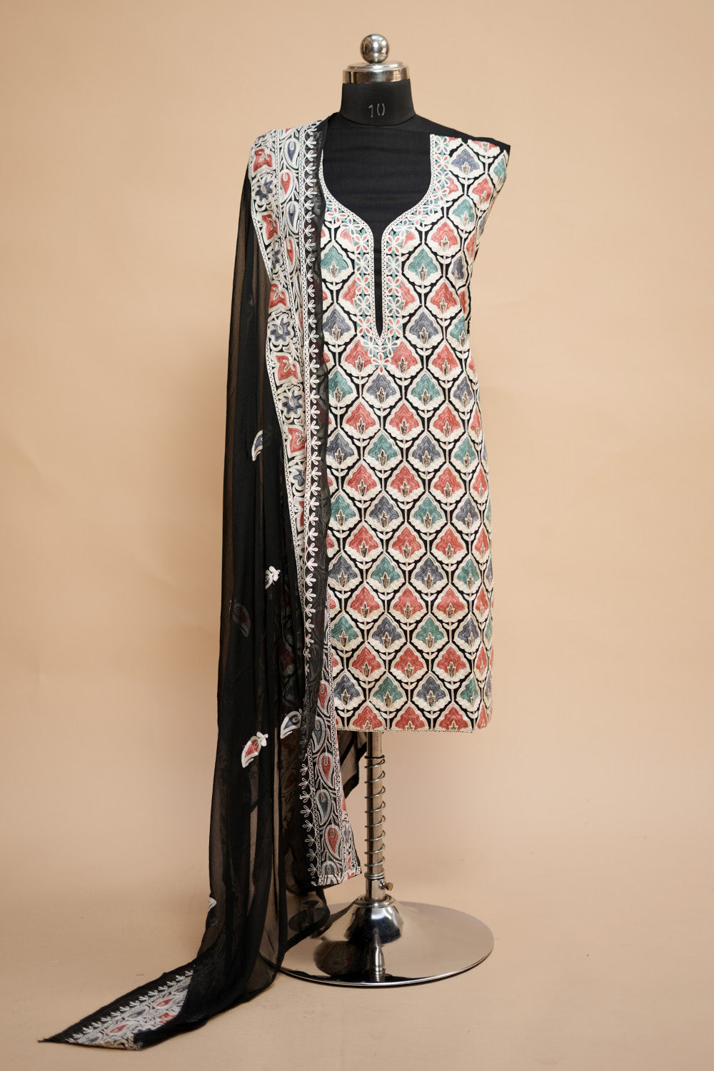 Black Colour Designer Aari Work Salwar Kameez With Running