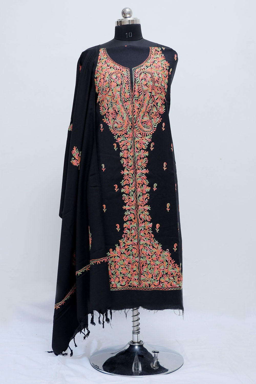 Black Colour Designer Work Embroidered Suit Enriched