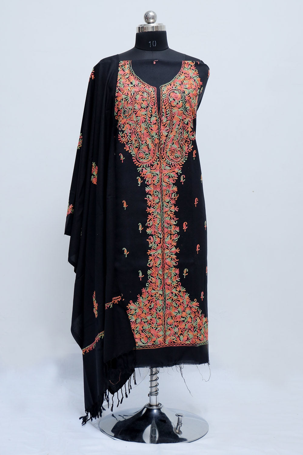 Black Colour Designer Work Embroidered Suit Enriched