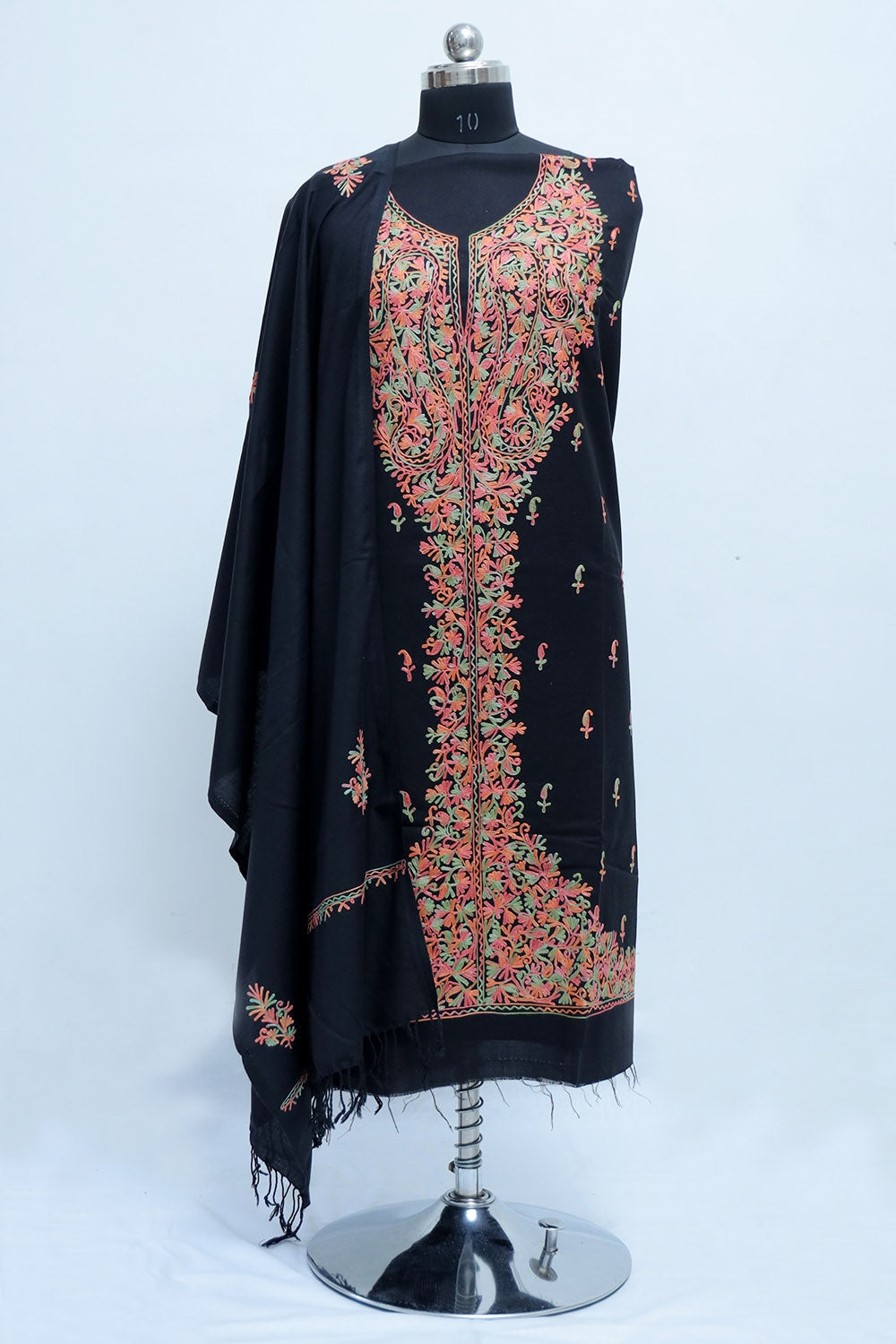 Black Colour Designer Work Embroidered Suit Enriched