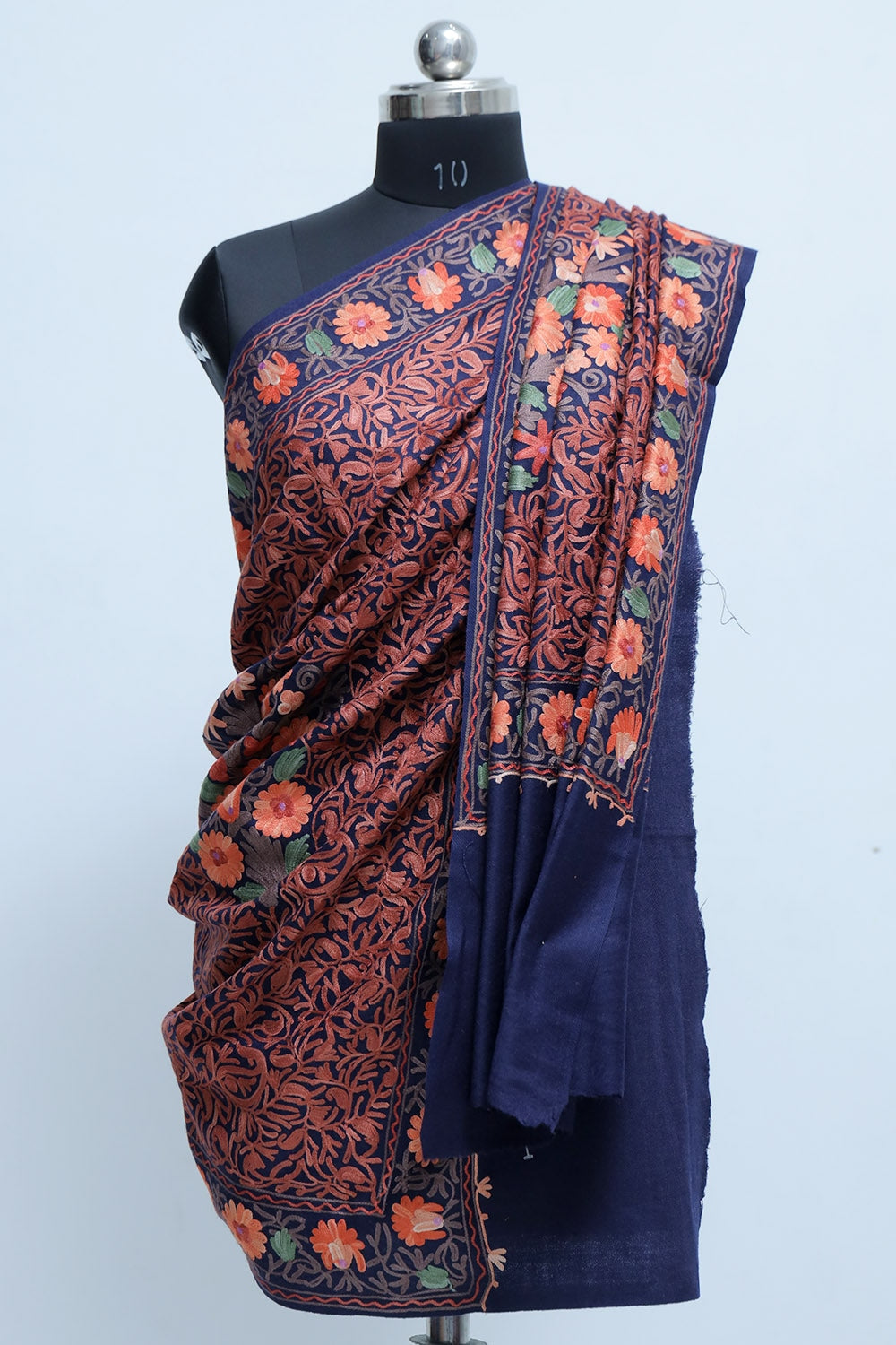 Blue Colour Aari Work Shawl