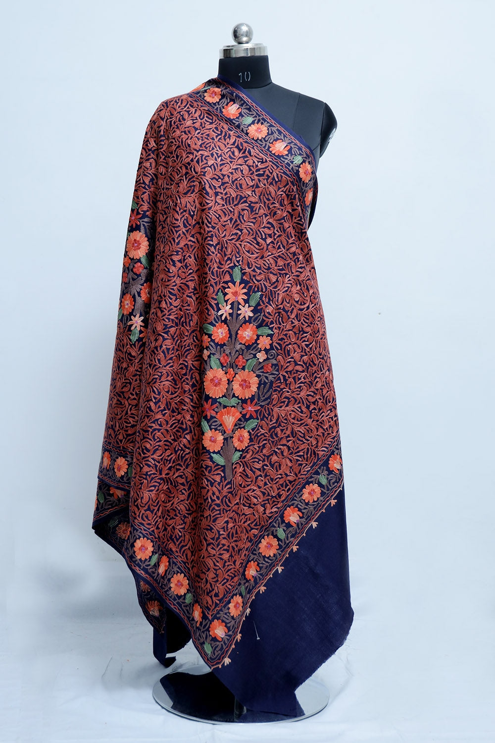 Blue Colour Aari Work Shawl