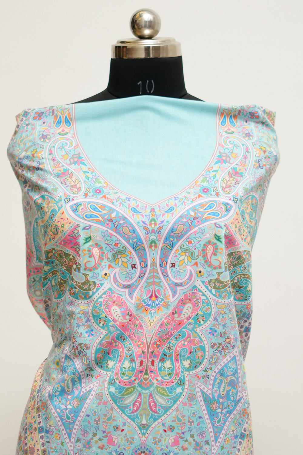 Blue Colour Cotton Pakistani Style Printed Unstitched Suit