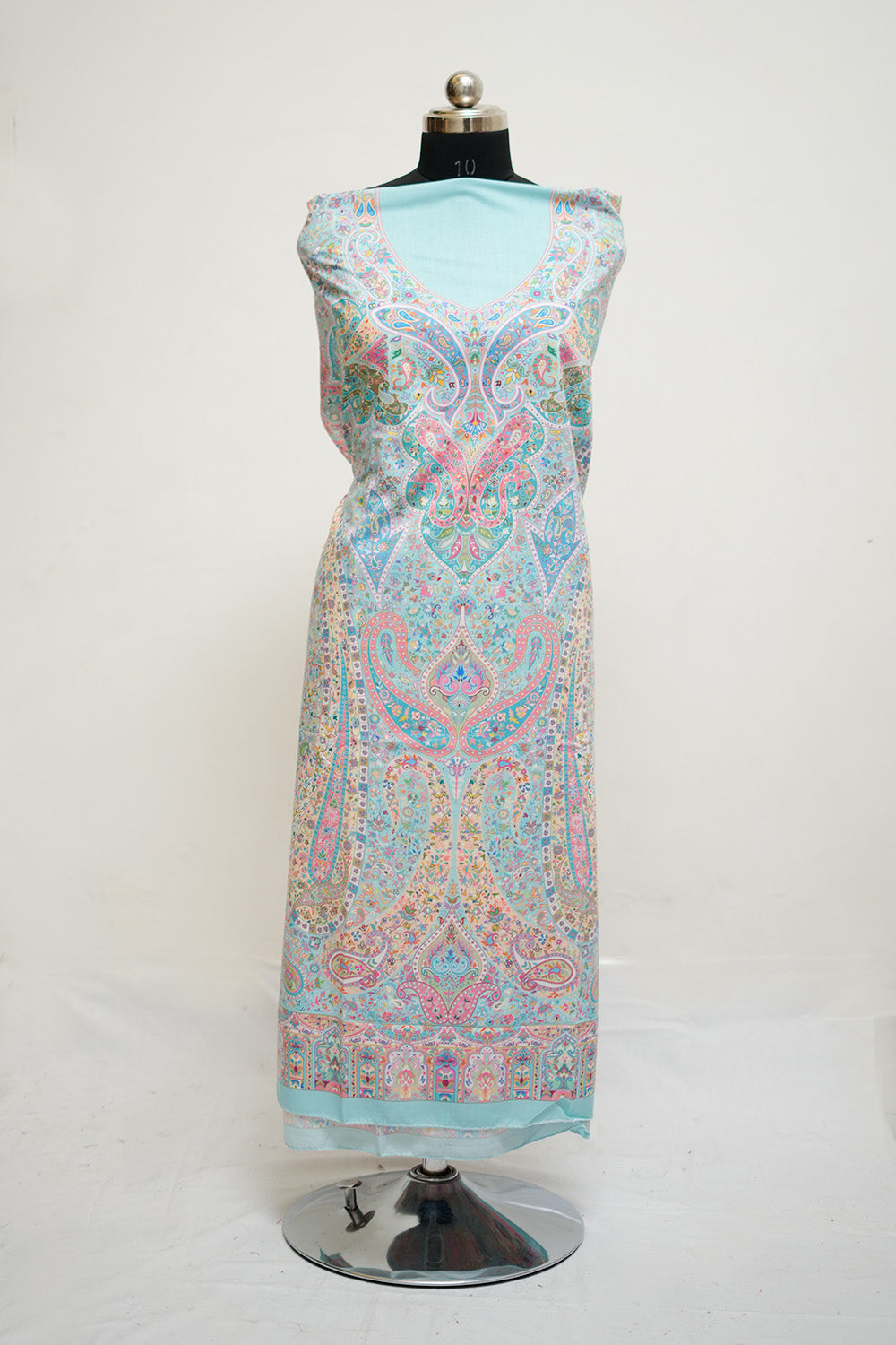 Blue Colour Cotton Pakistani Style Printed Unstitched Suit