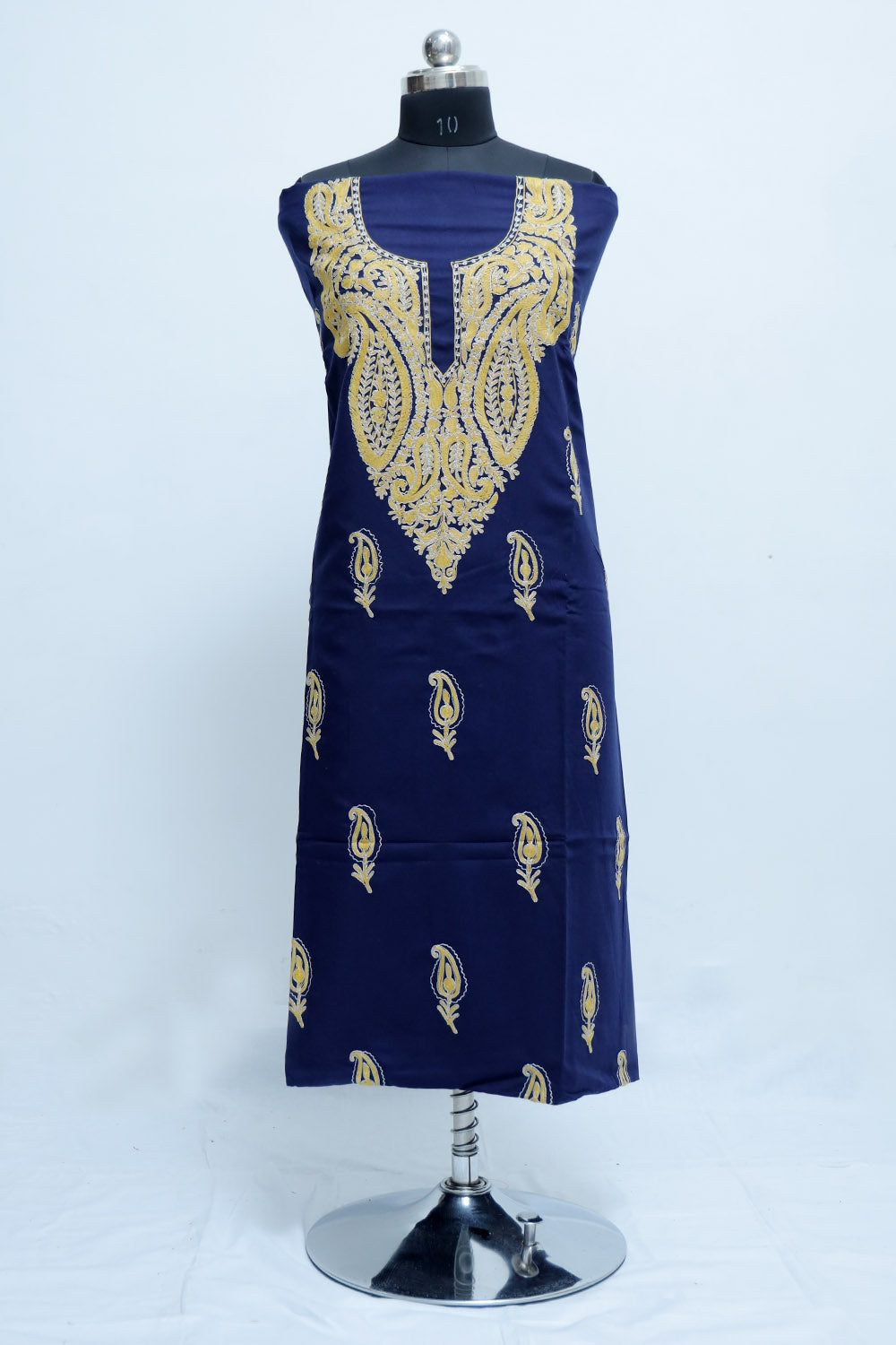 Blue Colour Cotton Suit With Beautiful Kashmiri Embroidery