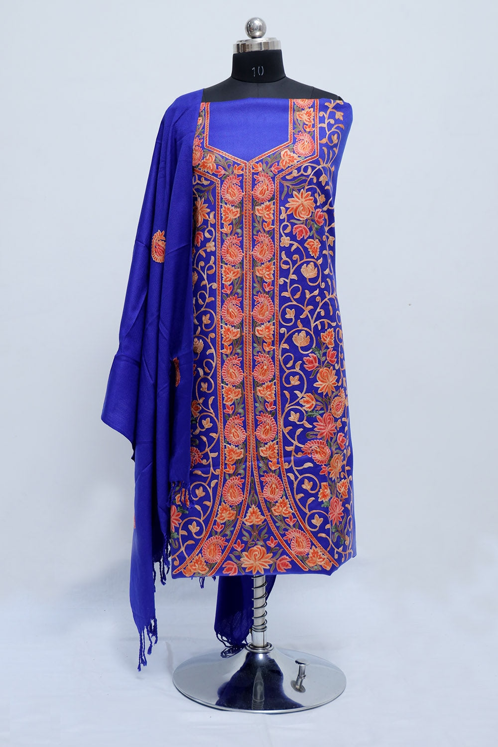 Blue Colour Designer Work Embroidered Suit Enriched