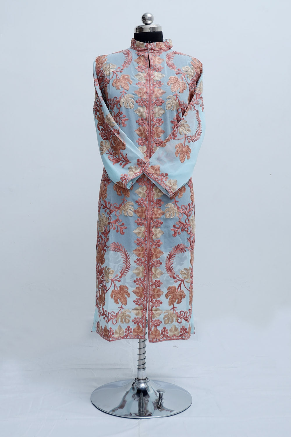 Sky Blue Colour Georgette Semi Stitched Kashmiri Kurti