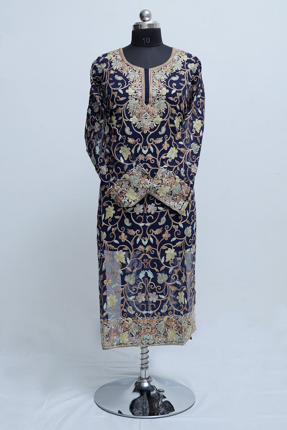 Blue Colour Georgette Semi Stitched Kashmiri Kurti