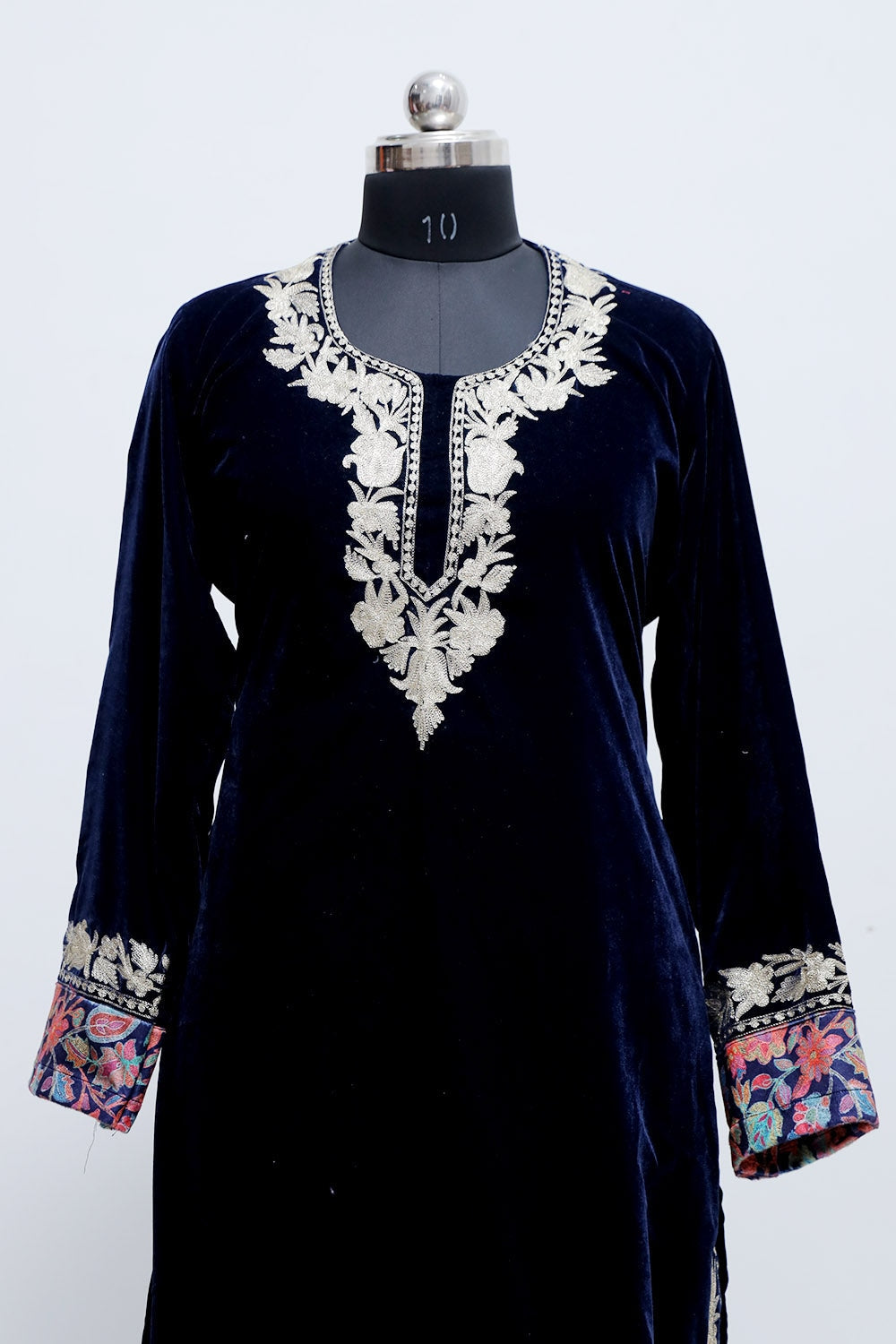 Blue Kashmiri Designer Tilla Embroidered Velvet Suit