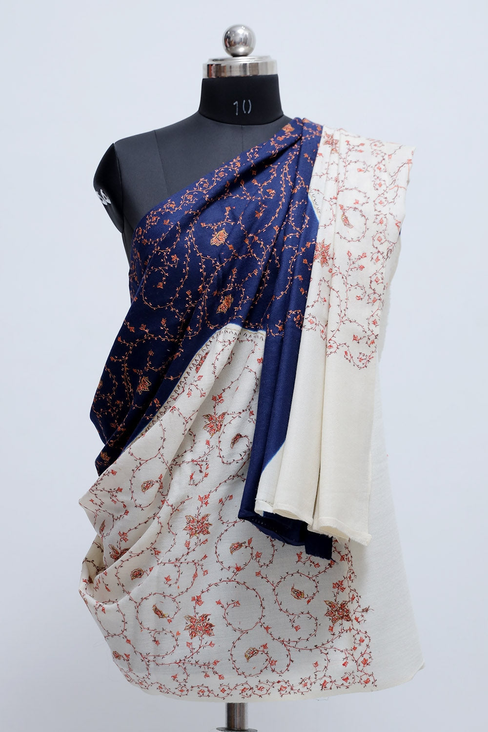 Blue white Colour Double Shaded Concept Of This Sozni Shawl