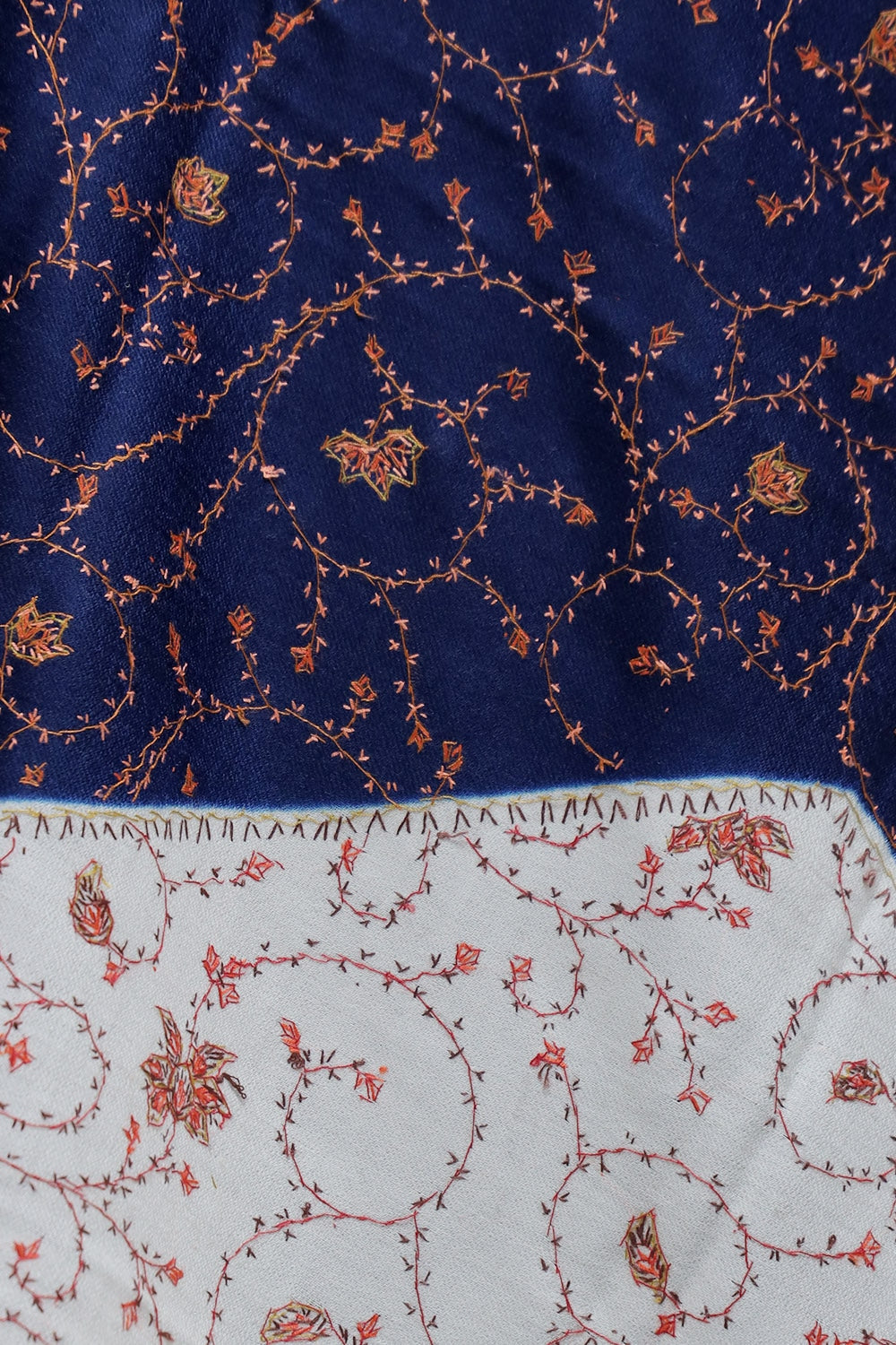 Blue white Colour Double Shaded Concept Of This Sozni Shawl