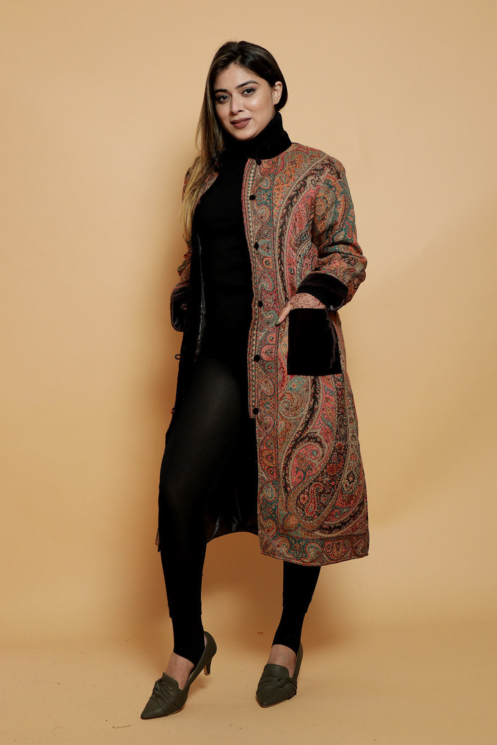 Brown Colour Kani Designer Jacket Along With New Jaal