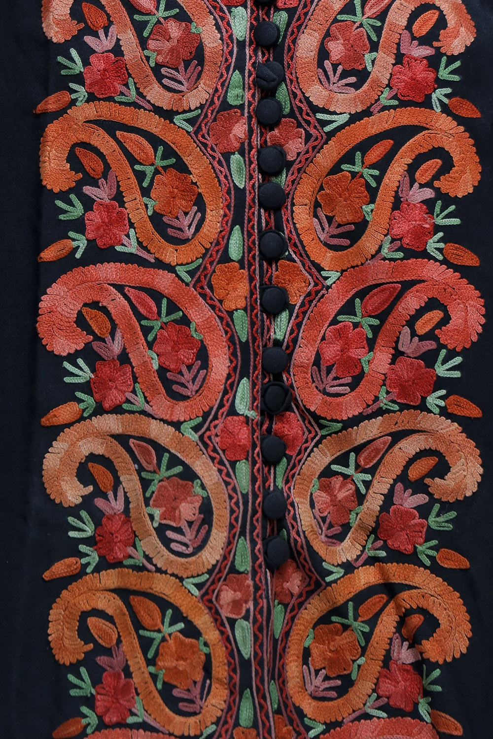 Charcoal Black Kashmiri Designer Embroidered Semi Stitched