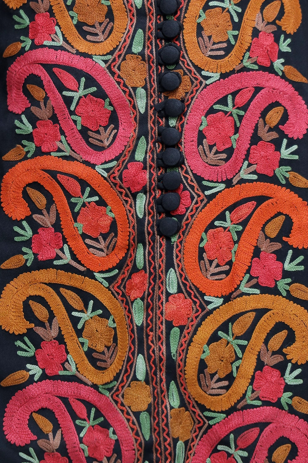 Charcoal Black Kashmiri Designer Embroidered Semi Stitched