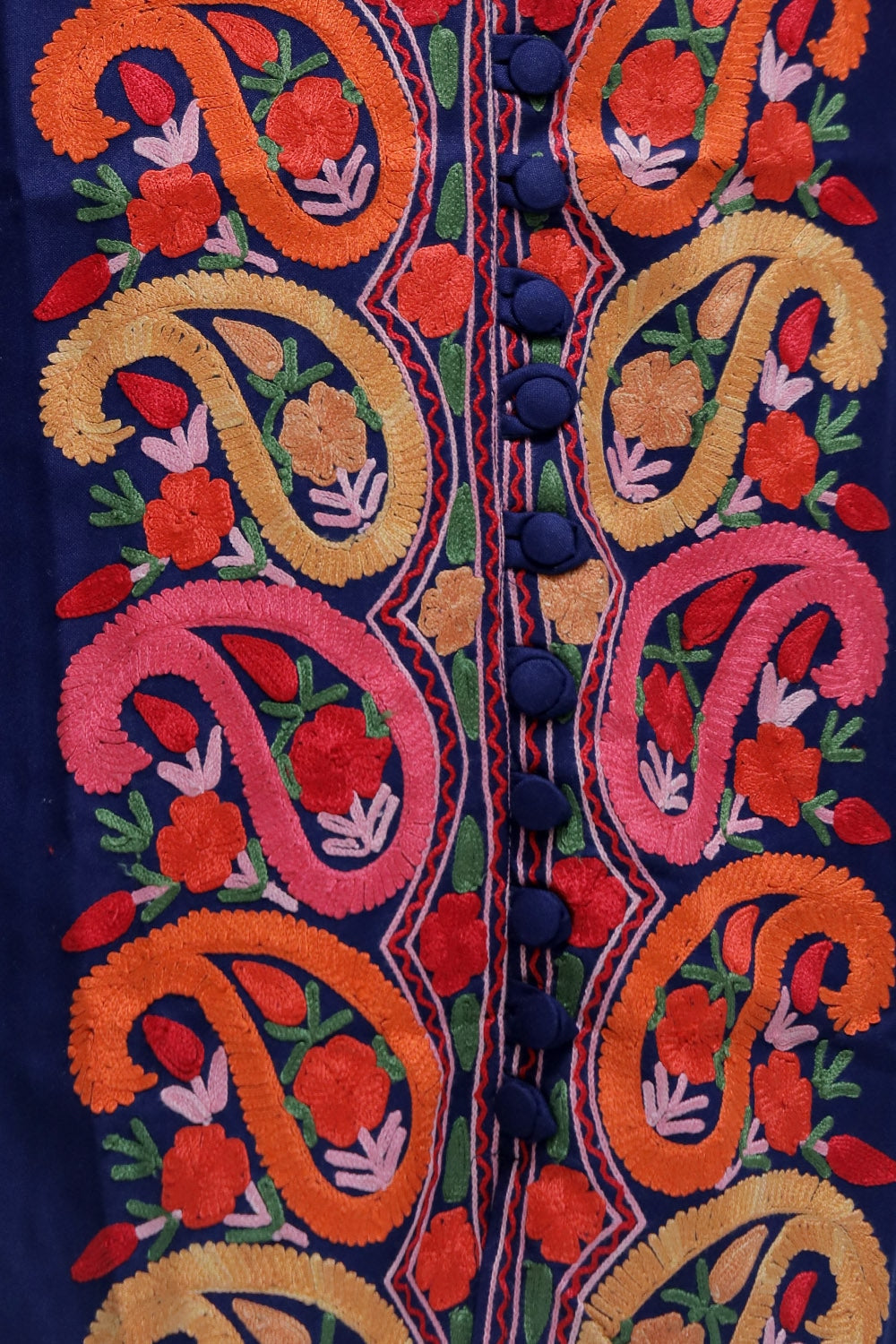 Blue Colour Kashmiri Designer Embroidered Semi-Stitched
