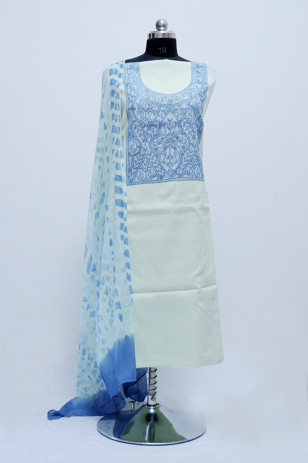 Charismatic light pistachio green colour cotton suit with beautiful