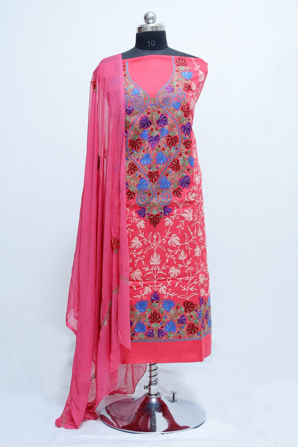 Red Colour Designer With Beautiful Kashmiri Embroidery Suit