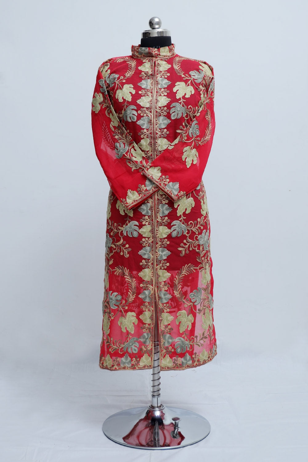 Red Colour Georgette Semi Stitched Kashmiri Kurti