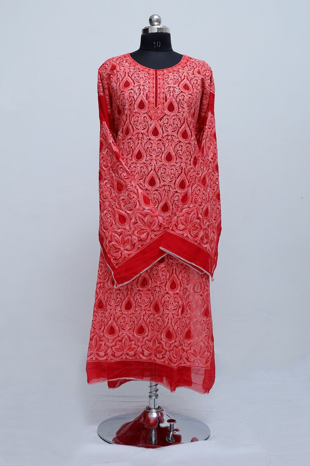 Red Colour Georgette Semi Stitched Kashmiri Kurti