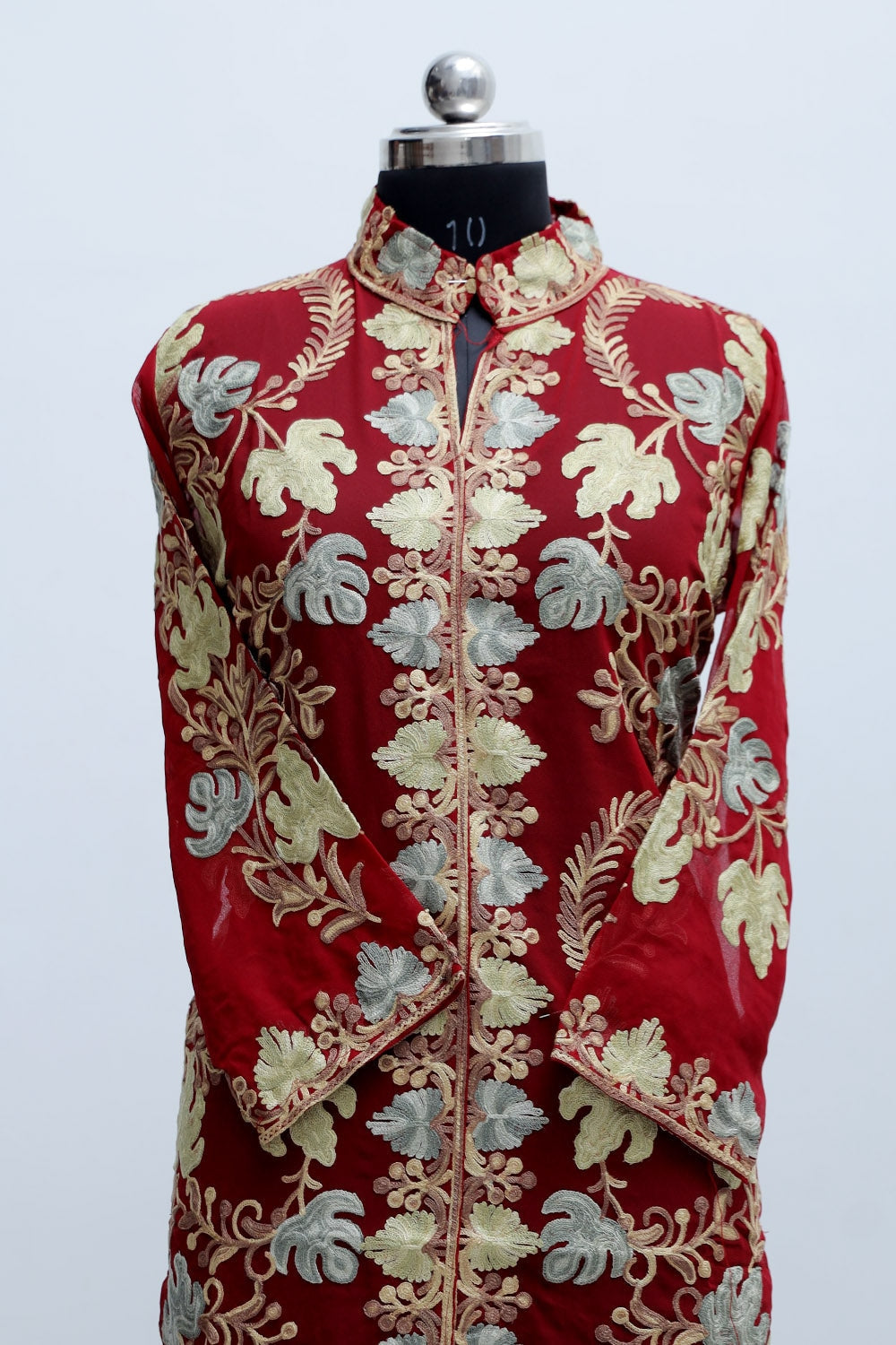 Red Colour Georgette Semi Stitched Kashmiri Kurti