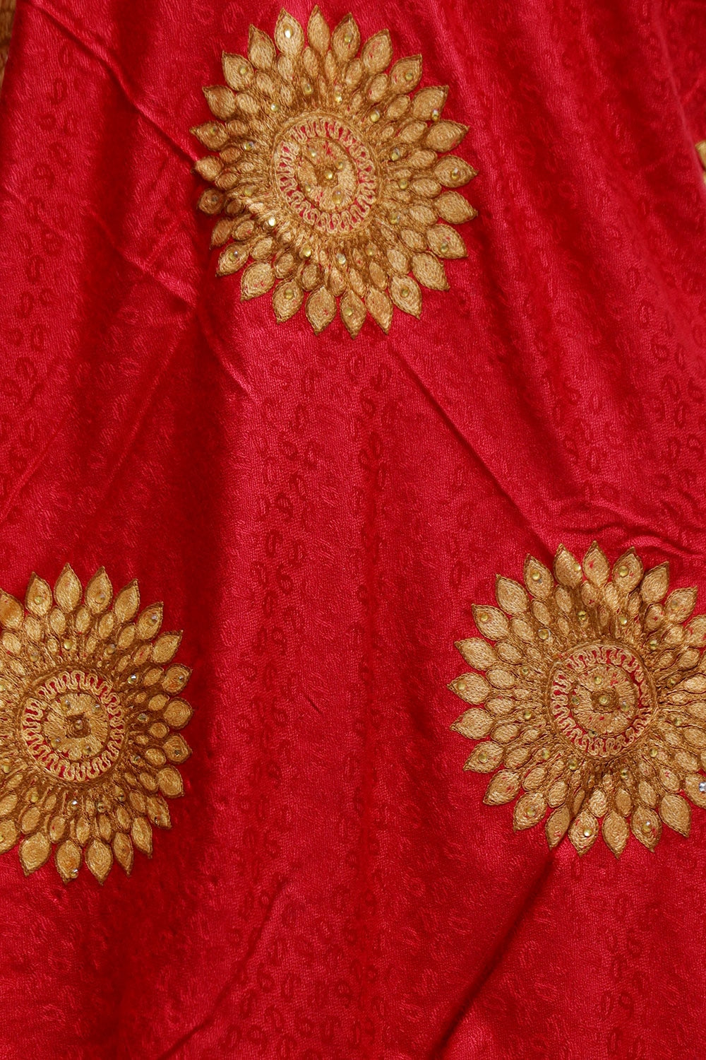 Red Colour Stole Enriched With Aari Embroidery And A Touch