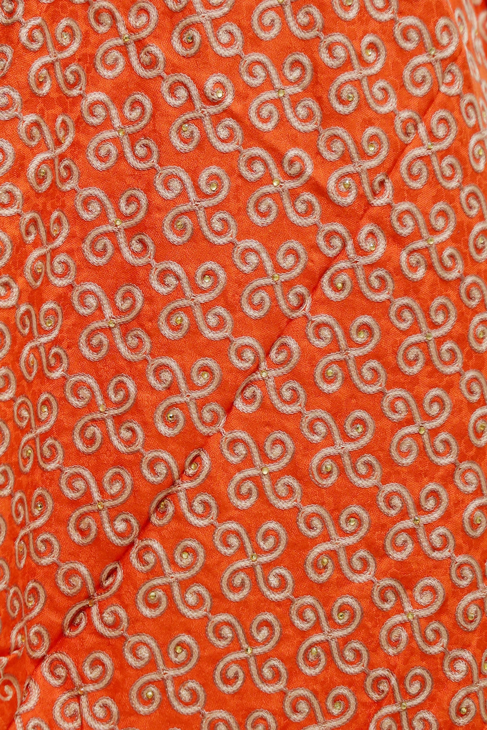 Hot Red Colour Wrap Enriched With Beautiful Aari Jaal