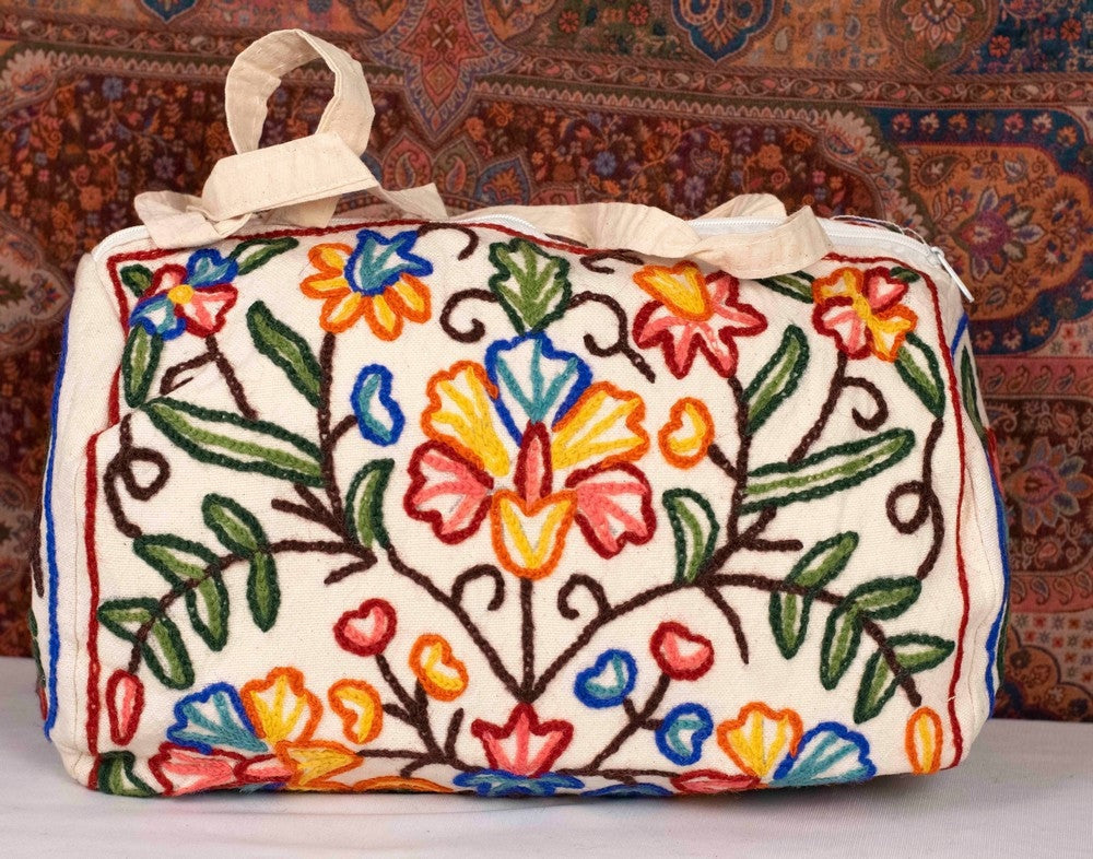 CREWEL KASHMIRI AARI WORK DUFFEL BAG
