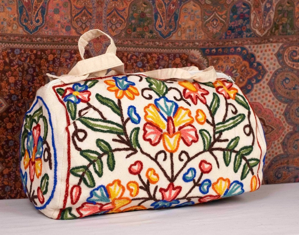CREWEL KASHMIRI AARI WORK DUFFEL BAG
