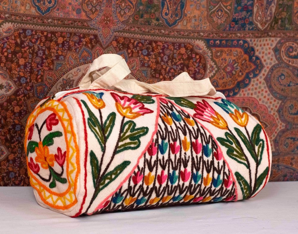 CREWEL KASHMIRI AARI WORK DUFFEL BAG