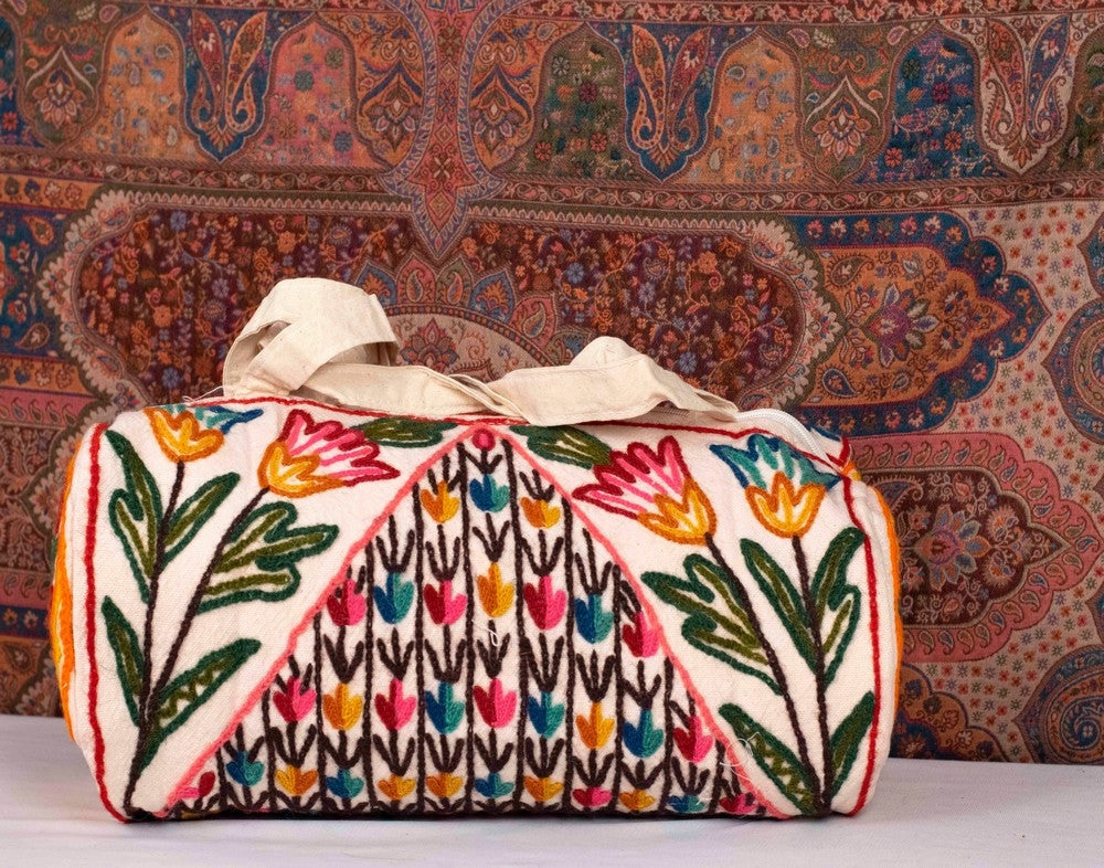 CREWEL KASHMIRI AARI WORK DUFFEL BAG
