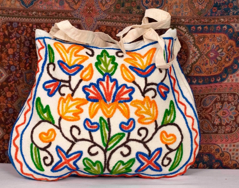 Red - Kashmiri Crewel Hand Embroidery Velvet Travel Wallet 54