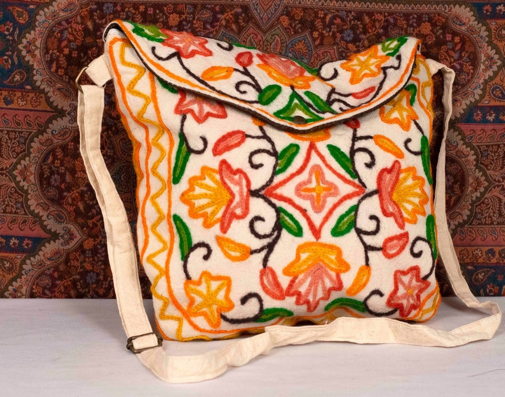 Crewel kashmiri aari work sling bag