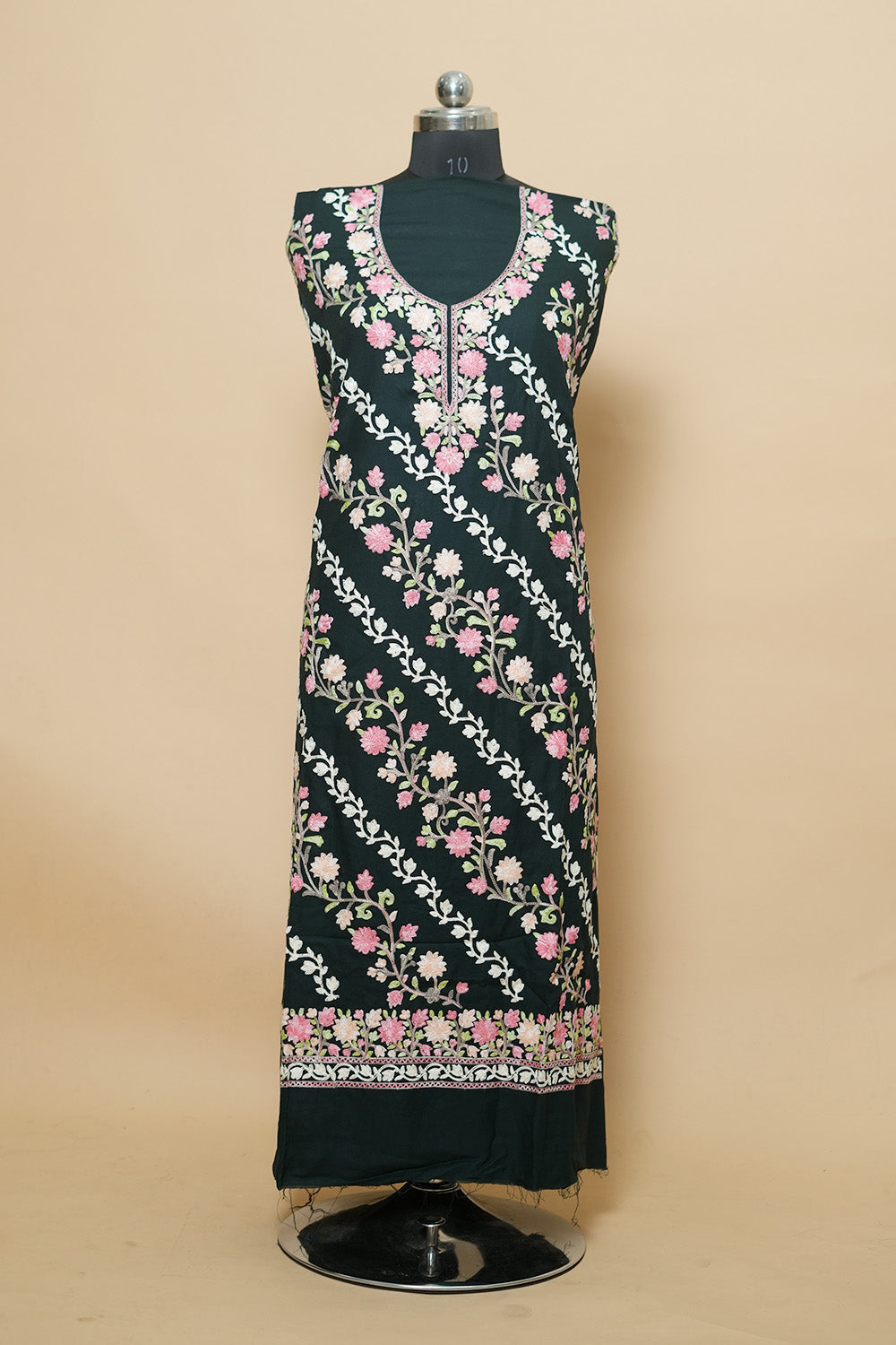 Dark Green Aari Work Salwar Kameez With Chinar Heavy Jaal