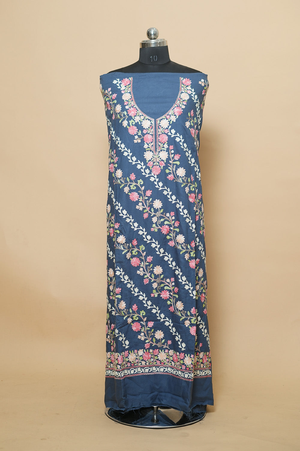 Dark Grey Aari Work Salwar Kameez With Chinar Heavy Jaal