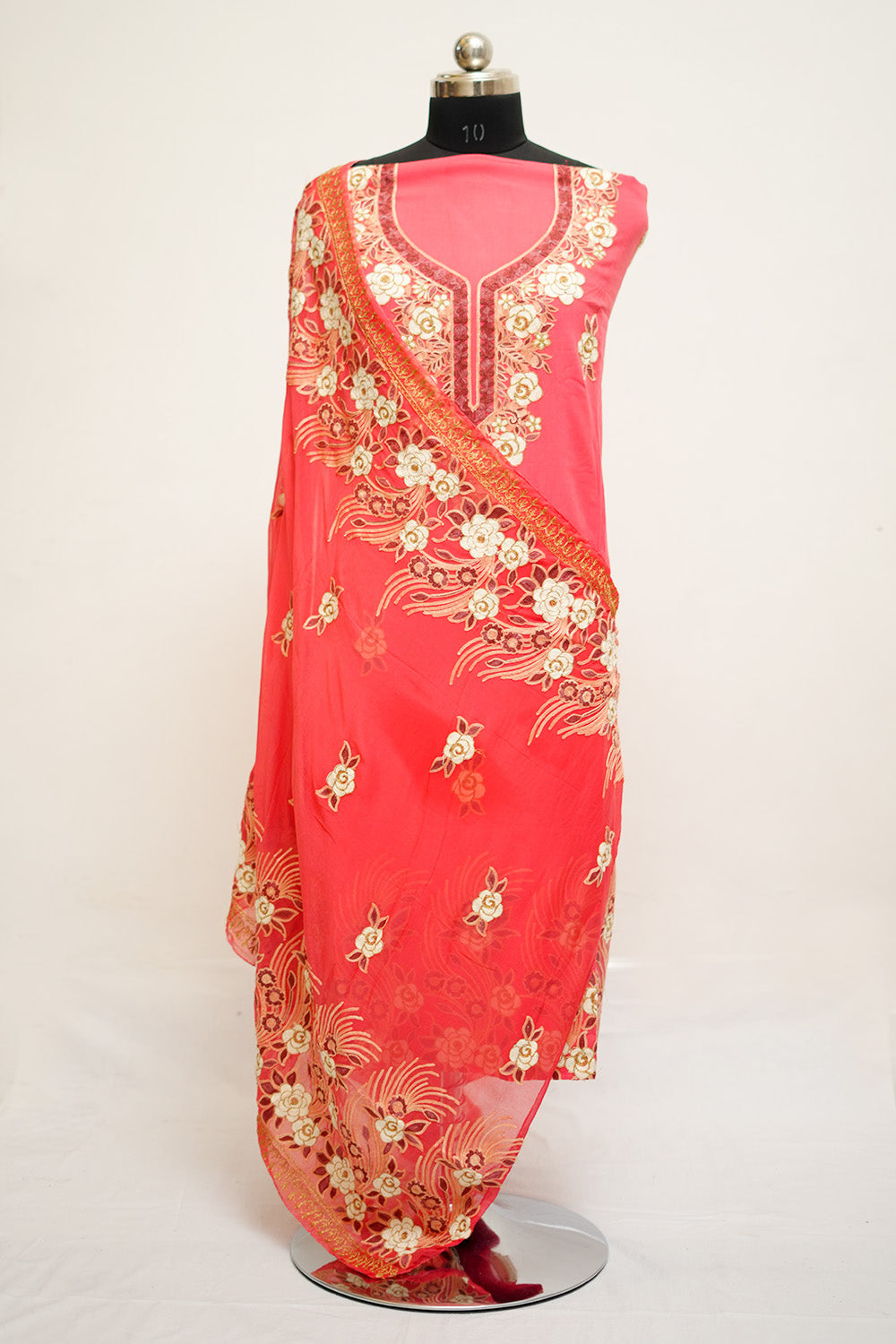 Dark Pink Colour Aari Work Salwar Kameez With Neckline