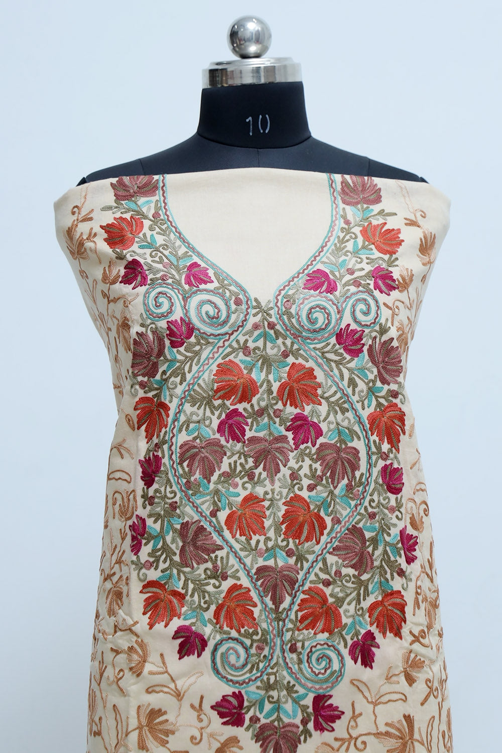 Fawn Colour Designer With Beautiful Kashmiri Embroidery