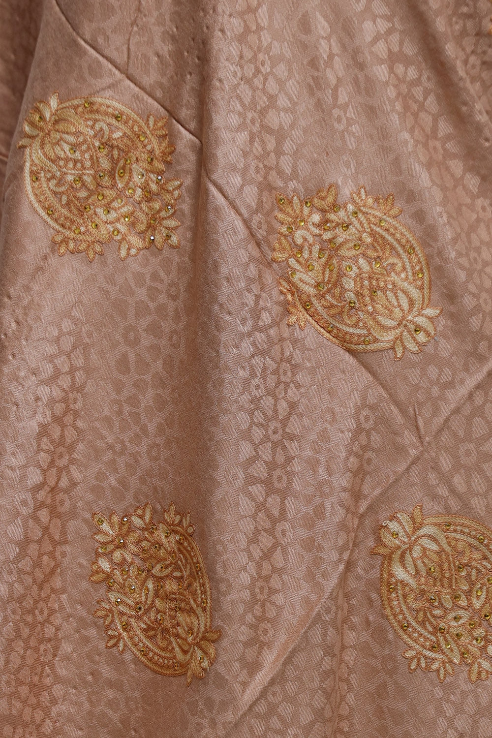 Fawn Colour Stole Enriched With Aari Embroidery And A Touch