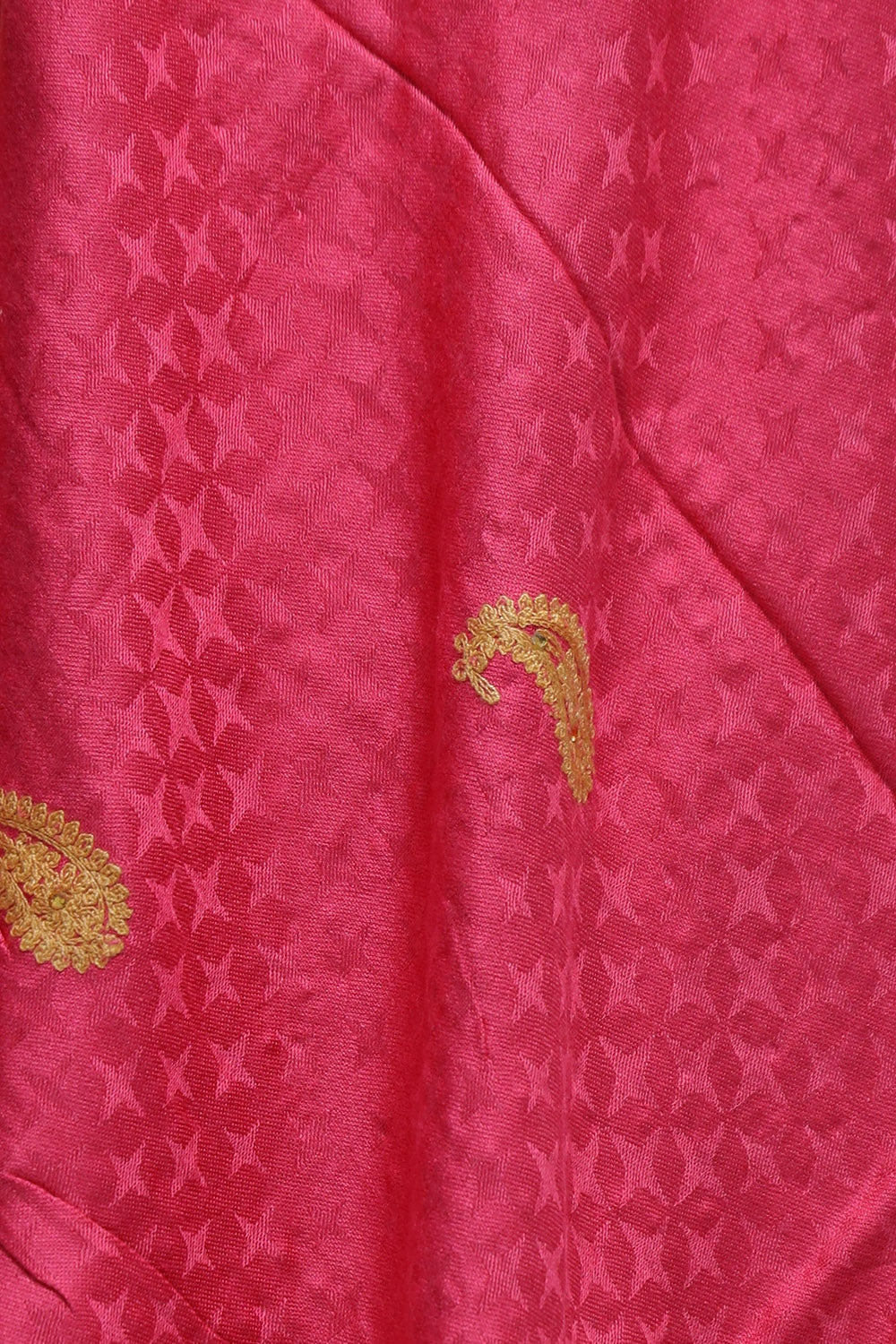 Fushia Pink Color Stole Enriched With Aari Embroidery