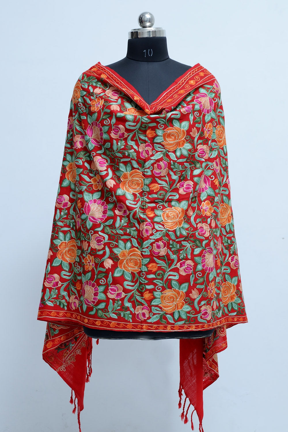 Gorgeous Red Colour Stole With Graceful Dense Jaal Pattern