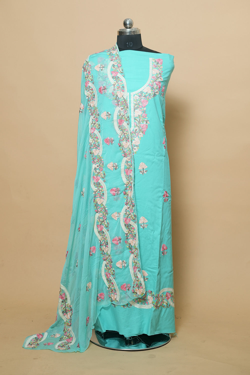 Green Aari Work Salwar Kameez With Chinar Heavy Jaal